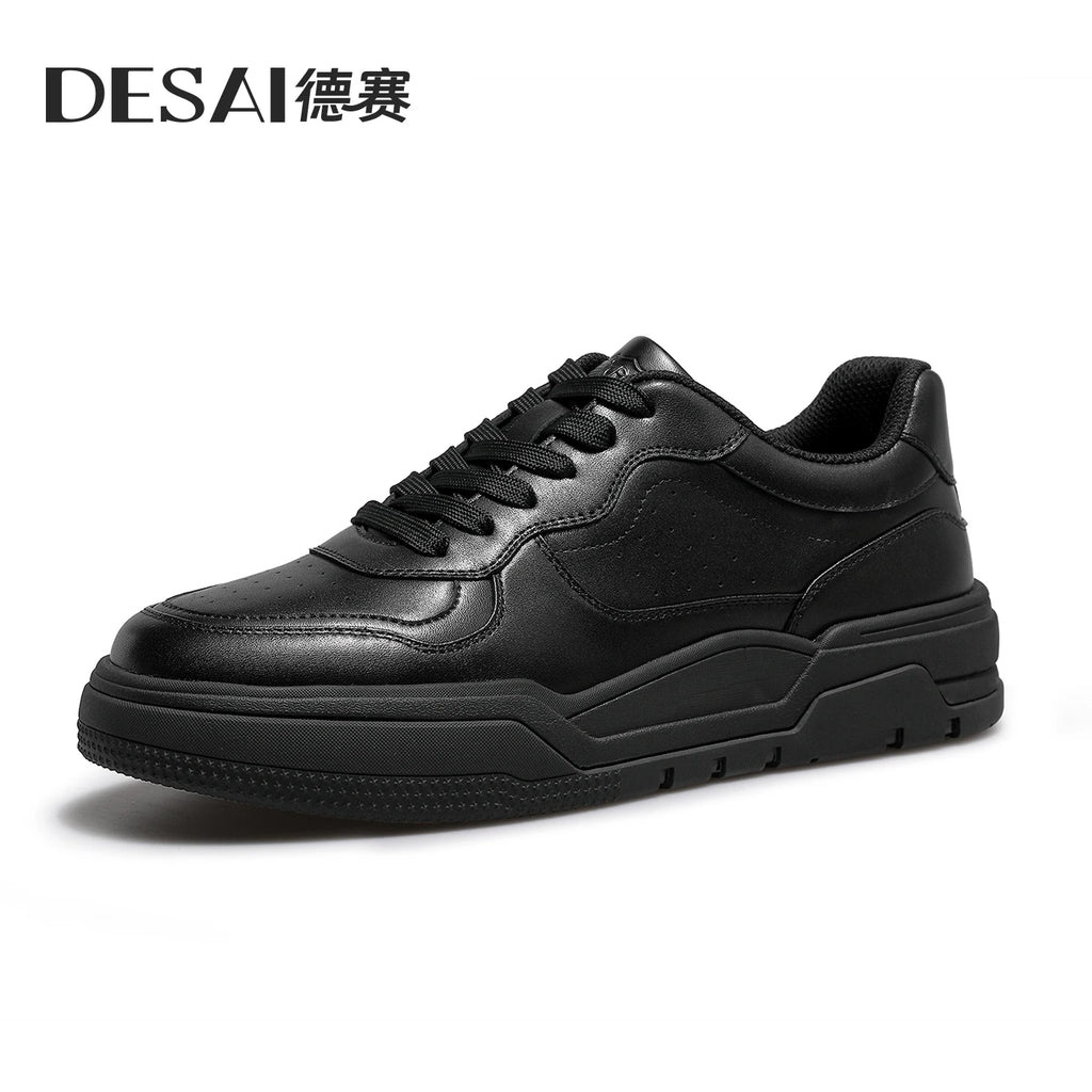 DESAI Leather skateboard shoes white shoes men's casual shoes height increasing shoes