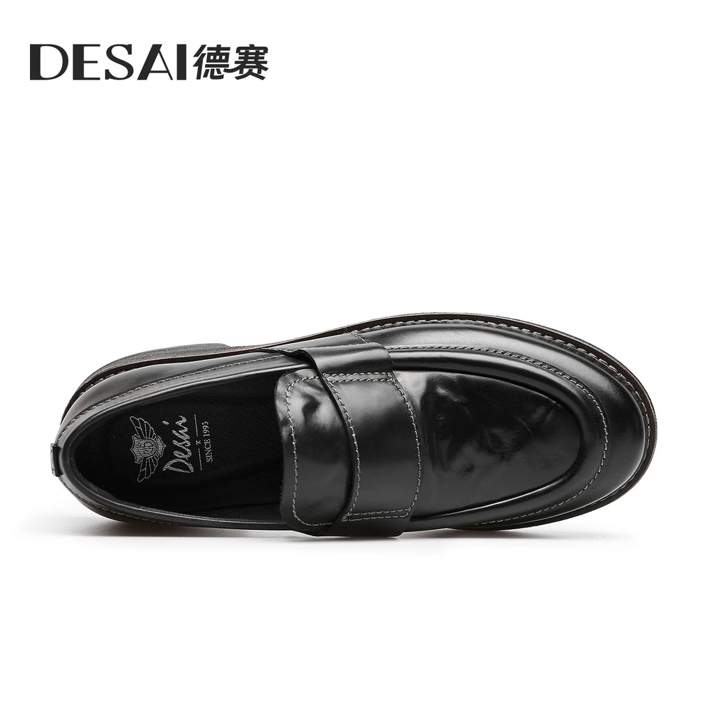 DESAI Business slip-on loafers for men; versatile casual shoes for commuting; breathable leisure British style.