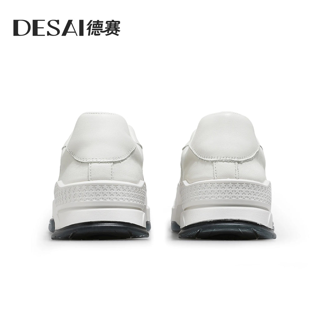 DESAI Full Grain Leather Men Shoes Soft Bottom Casual Sneaker For Men Business Worker Breath New Designer Fashion
