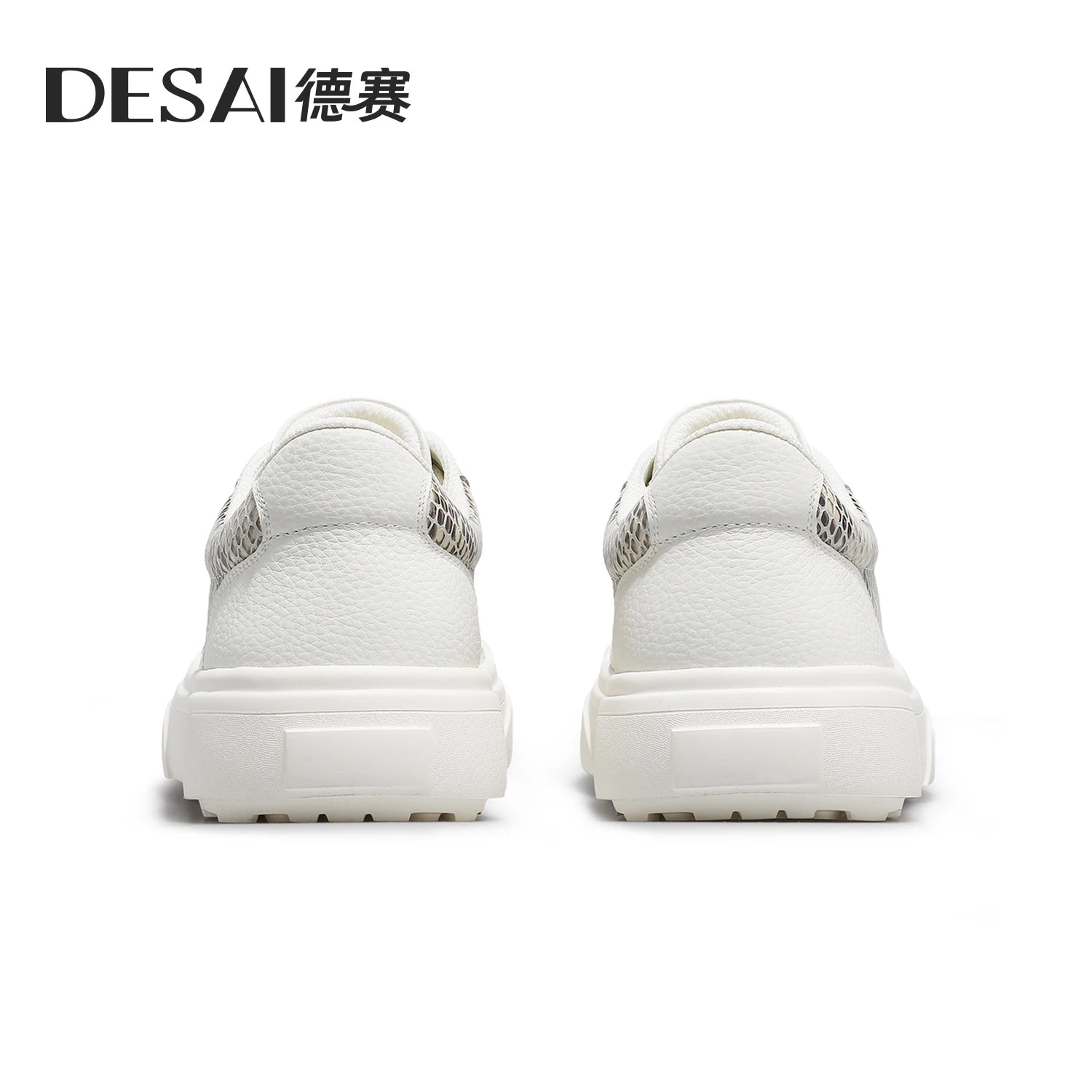 DESAI Leather lightweight casual shoes for men; breathable white shoes