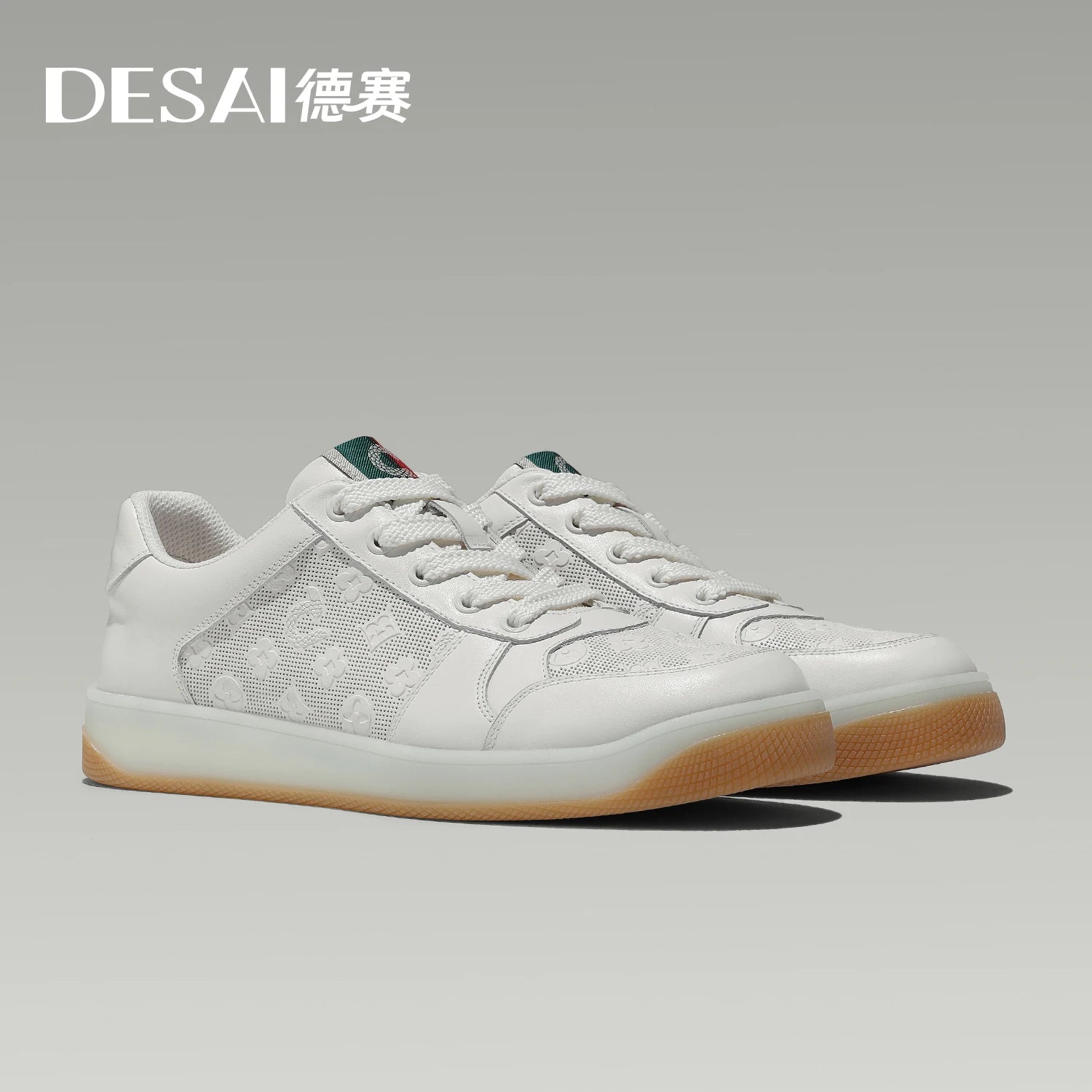 DESAI Leisure lightweight soft sole white shoes men's retro breathable sports plimsolls