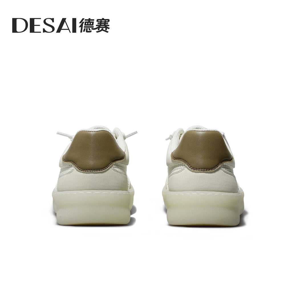 DESAI Breathable casual plimsolls for men; slip-on shoes with soft soles for commuting; white shoes.