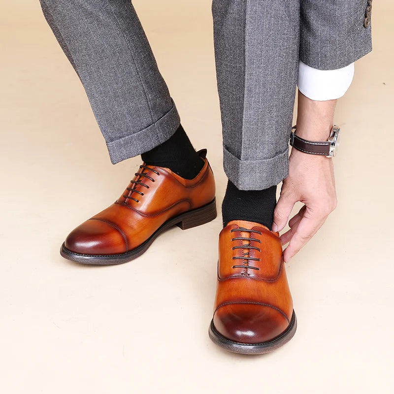DESAI Men Shoes Dress Genuine Leather Formal Business Work Soft For Man Male Men's Oxford Flats Shoe Large Size For Men Gifts