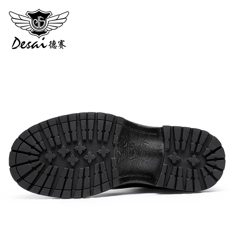 [Australian wool]  Desai Chelsea boots men's shoes British fleece leather boots for men's foot elevating leather boots