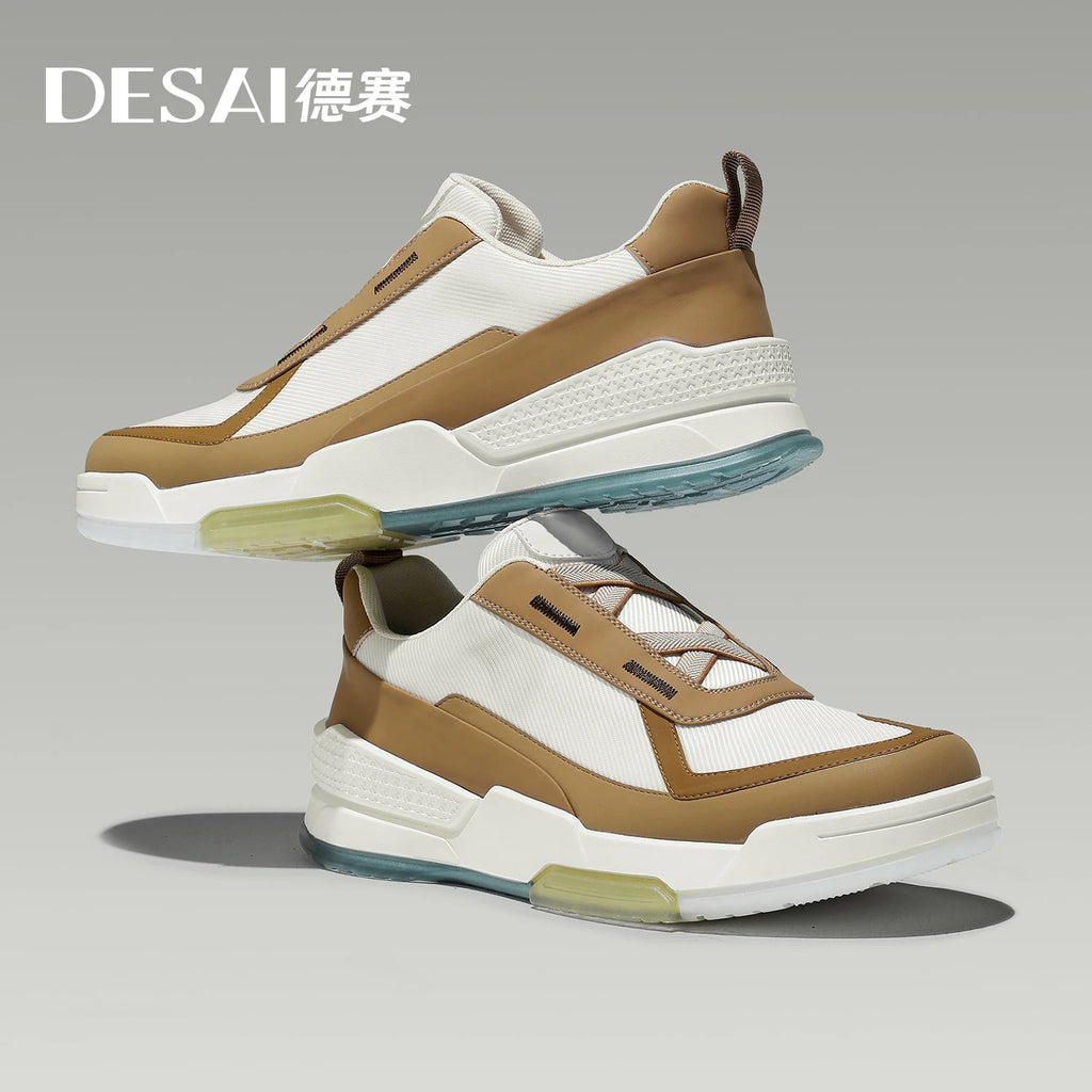 DESAI Slip-on lightweight casual sports shoes low-top breathable soft sole running shoes for men