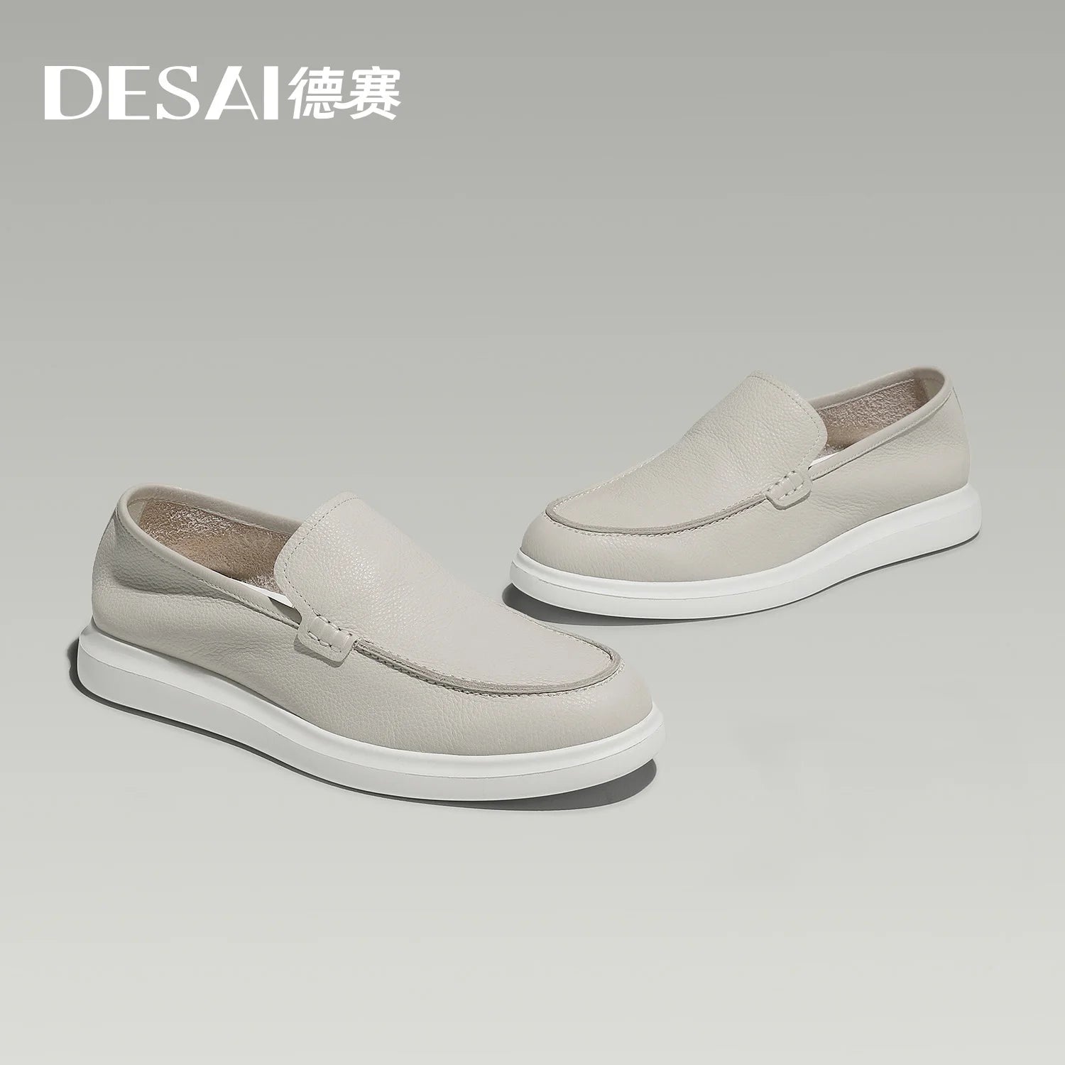 DESAI Lazy person slip-on casual shoes, special for driving, genuine leather bean shoes, soft sole men's shoes