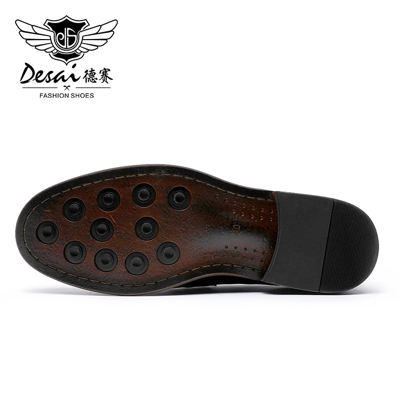 Desai Men's Shoes Genuine Leather Comfortable Soft Sole Low Cut Loafers British Style Business Casual Leather Shoes