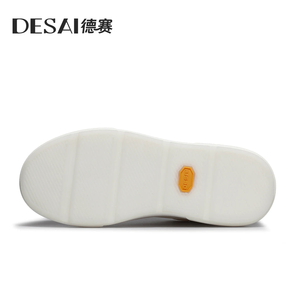 DESAI Thick-soled sports shoes for men with breathable mesh upper; summer white shoes for casual wear to add height