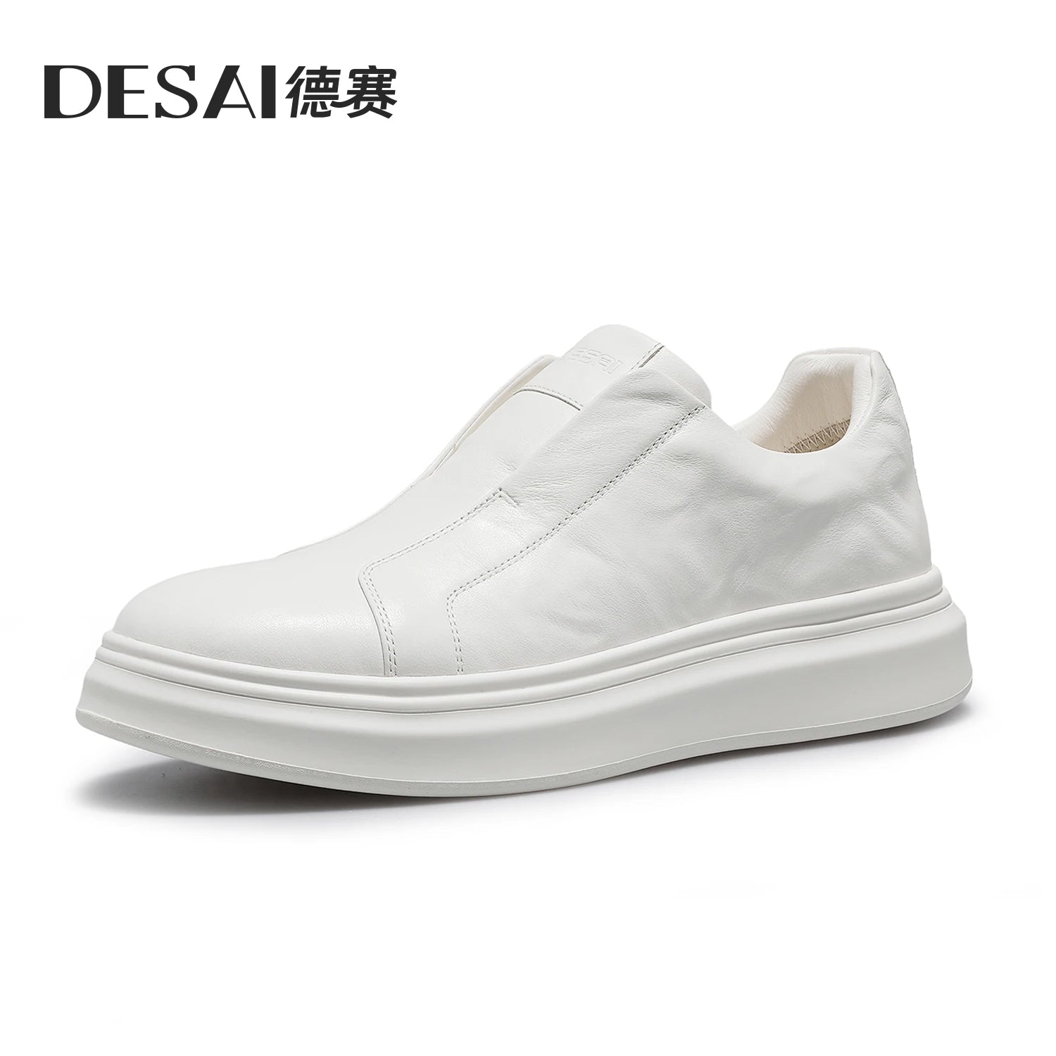 Desai [Lazy man's slip-on lace-free] winter men's shoes leather casual board shoes warm sports walking shoes men