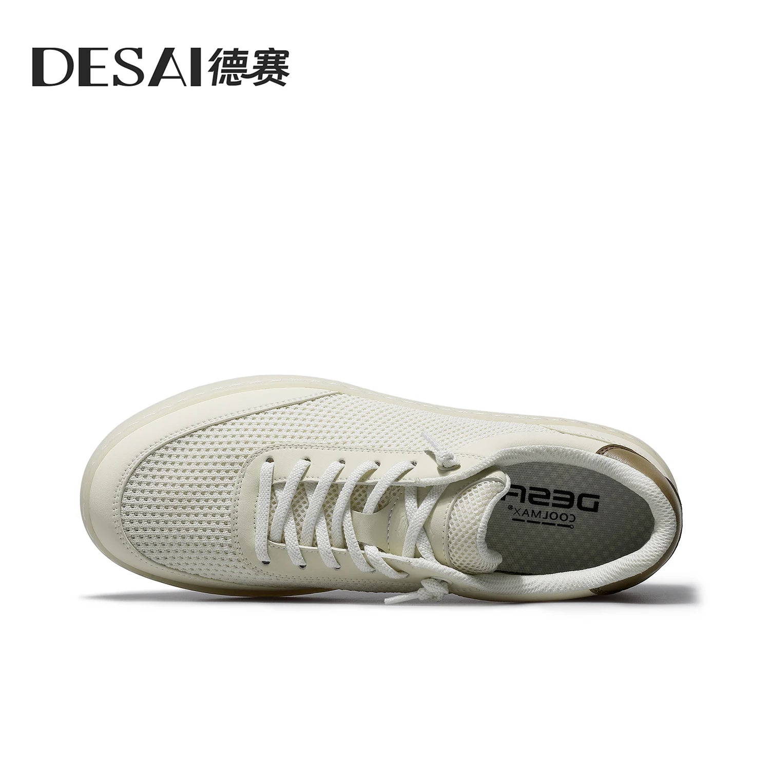 DESAI Breathable casual plimsolls for men; slip-on shoes with soft soles for commuting; white shoes.