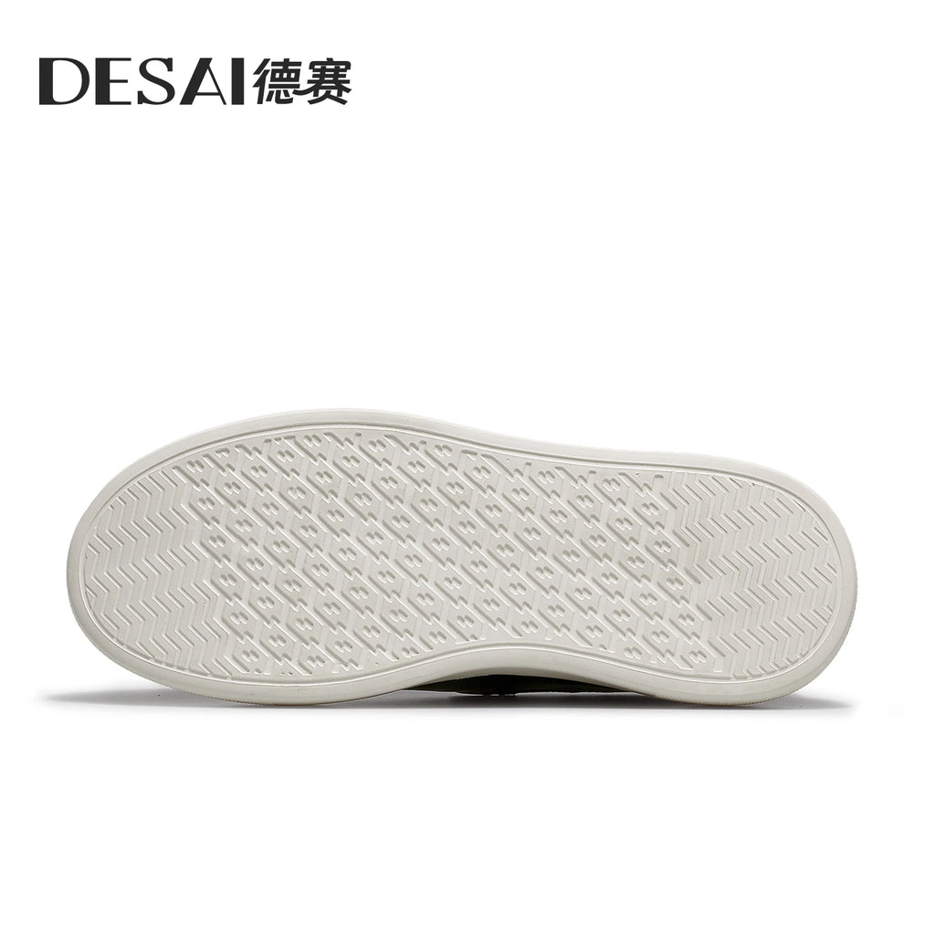 DESAI Men's genuine leather slip-on loafers with breathable soft soles, versatile shoes for heightening
