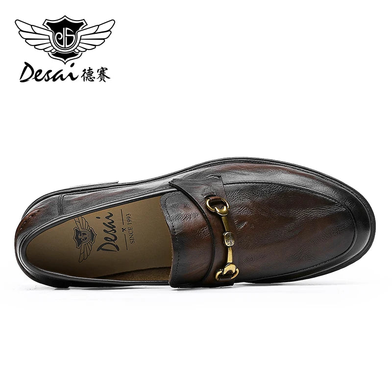 DESAI Loafers For Men Luxury Brand Genuine Leather Casual Driving Shoes Fashion Work Designer 2025 New Arrival Original
