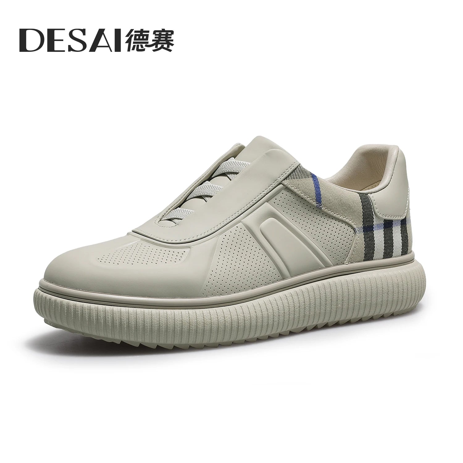 DESAI Soft sole sports plimsolls slip-on breathable perforated men's casual shoes