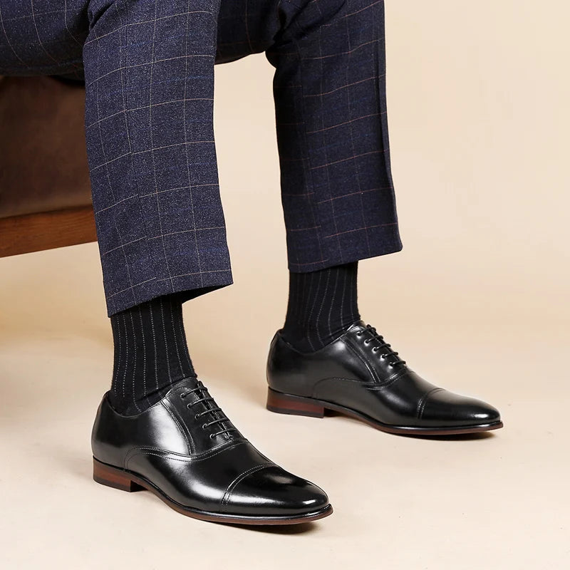 DESAI Formal British men's shoes, business leather shoes, lace up breathable plus size Oxford wedding shoes