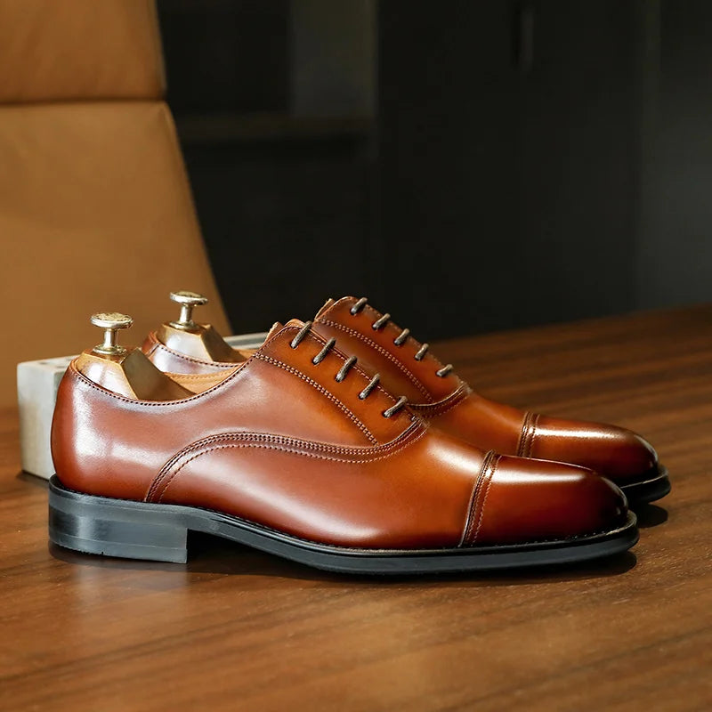 DESAI Handmade genuine leather business formal British Oxford men's shoes for high-end banquets, groom's wedding shoes.