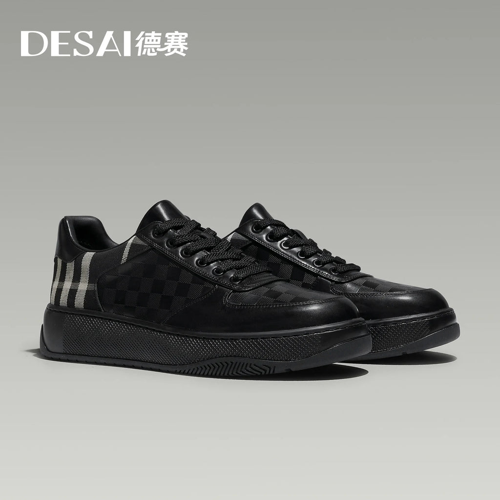 Desai Breathable genuine leather slip-on shoes with thick soles for height increase casual shoes for commuting versatile