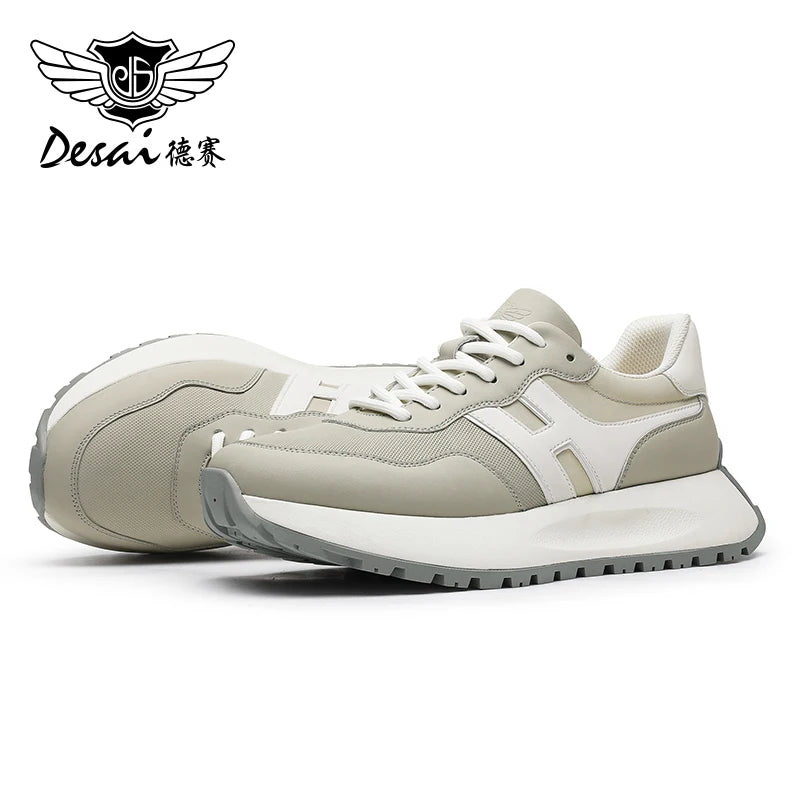 DESAI Men Casual Shoes Real Leather Designer Light Male Sneakers Laces Up Breathable New Arrival Hot Selling