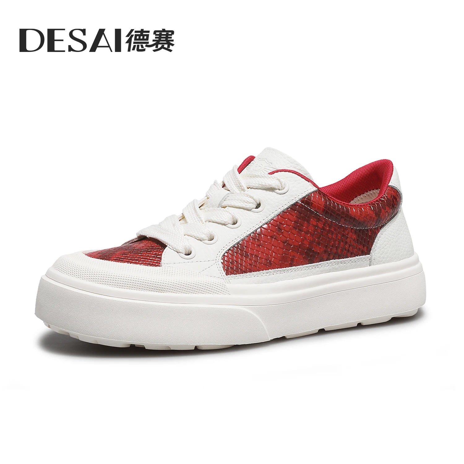 DESAI Leather lightweight casual shoes for men; breathable white shoes