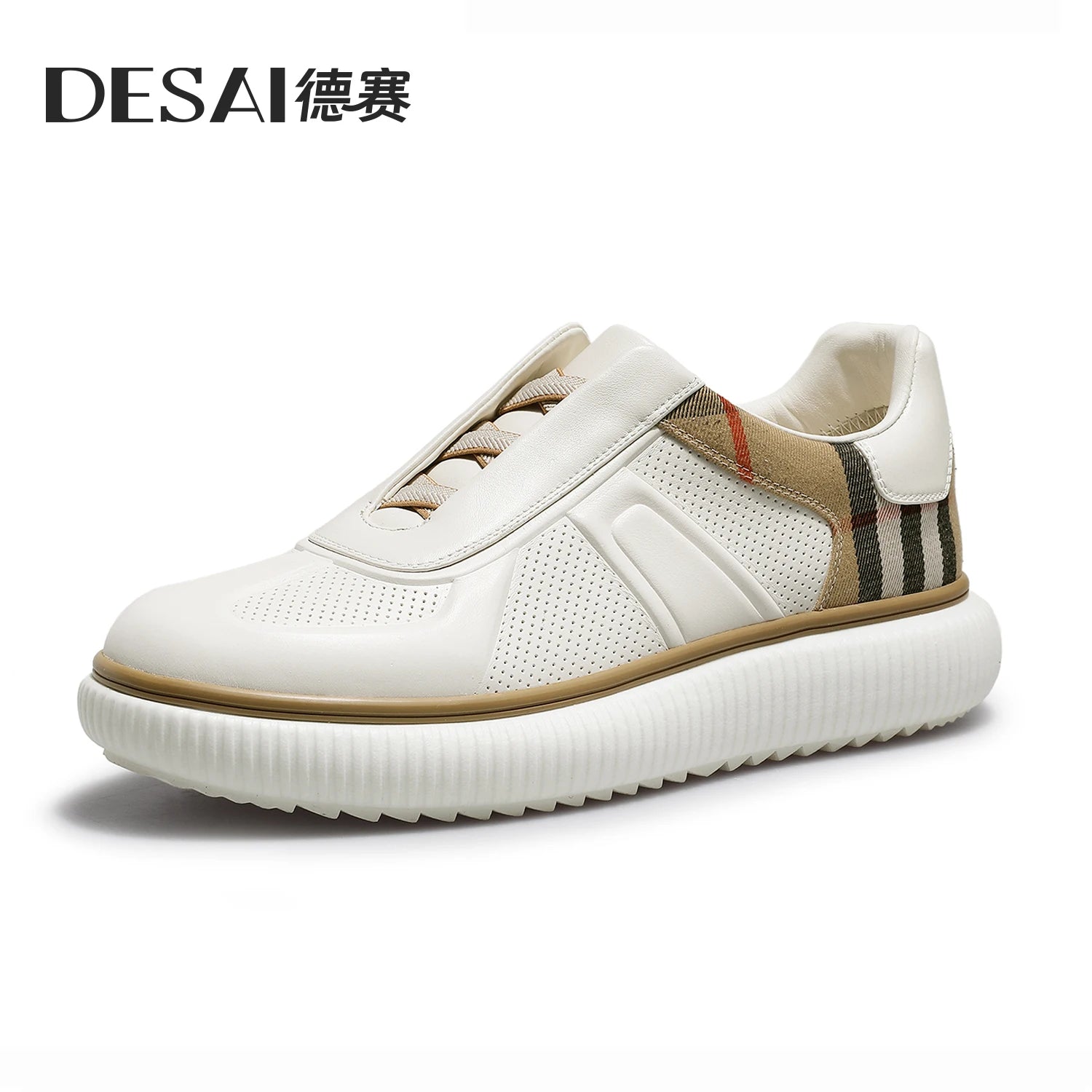 DESAI Soft sole sports plimsolls slip-on breathable perforated men's casual shoes
