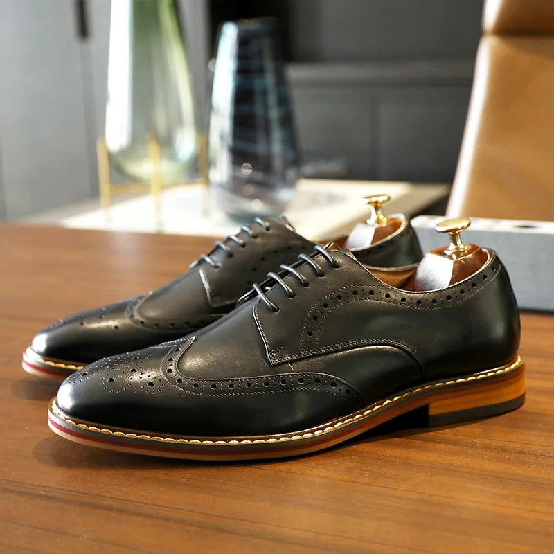 DESAI Business formal men's shoes British genuine leather leisure derby inner height increase wedding groom shoes