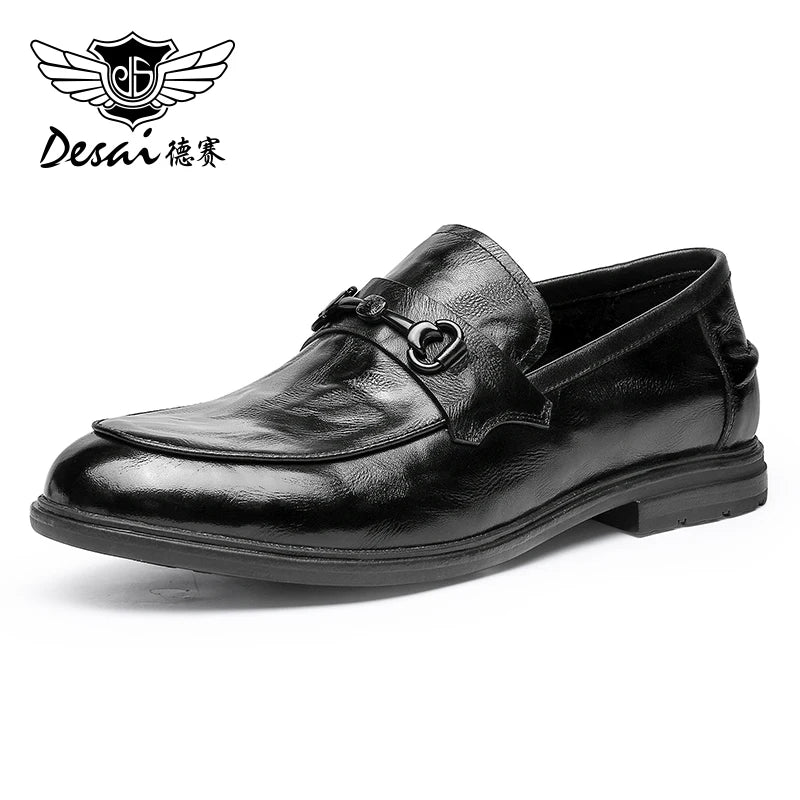DESAI Loafers For Men Luxury Brand Genuine Leather Casual Driving Shoes Fashion Work Designer 2025 New Arrival Original