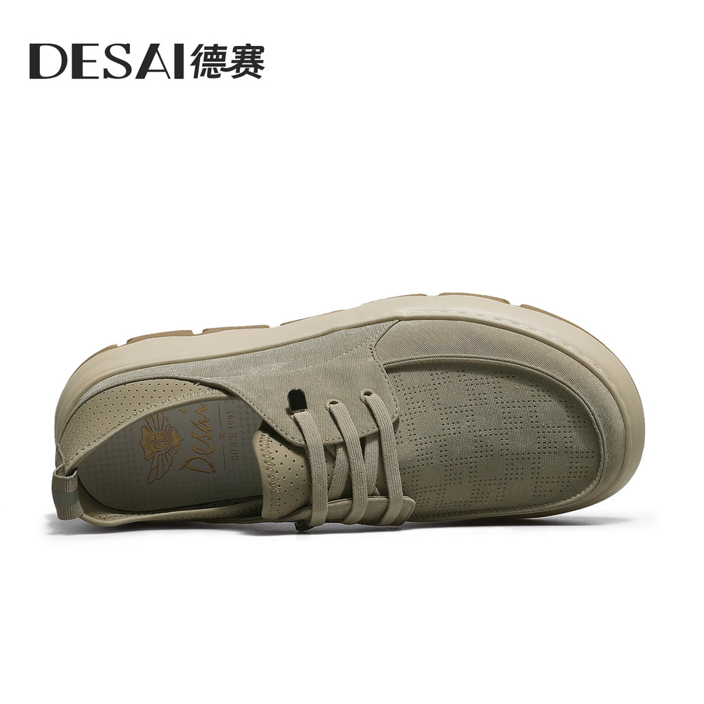DESAI Retro casual comfortable soft sole men's shoes no lacing fashion lightweight casual shoes men's