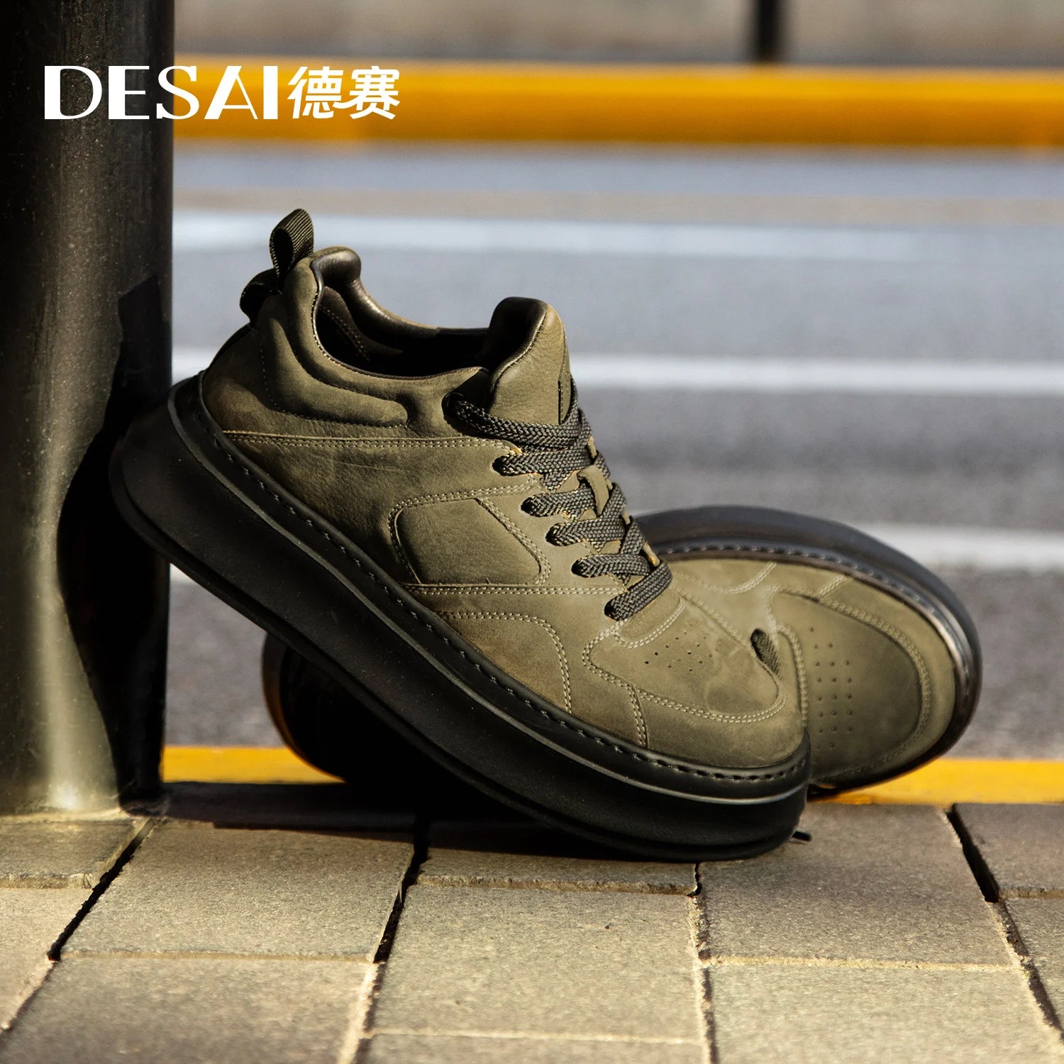 DESAI Casual shoes retro workwear shoes fashion trend versatile high-top men's shoes