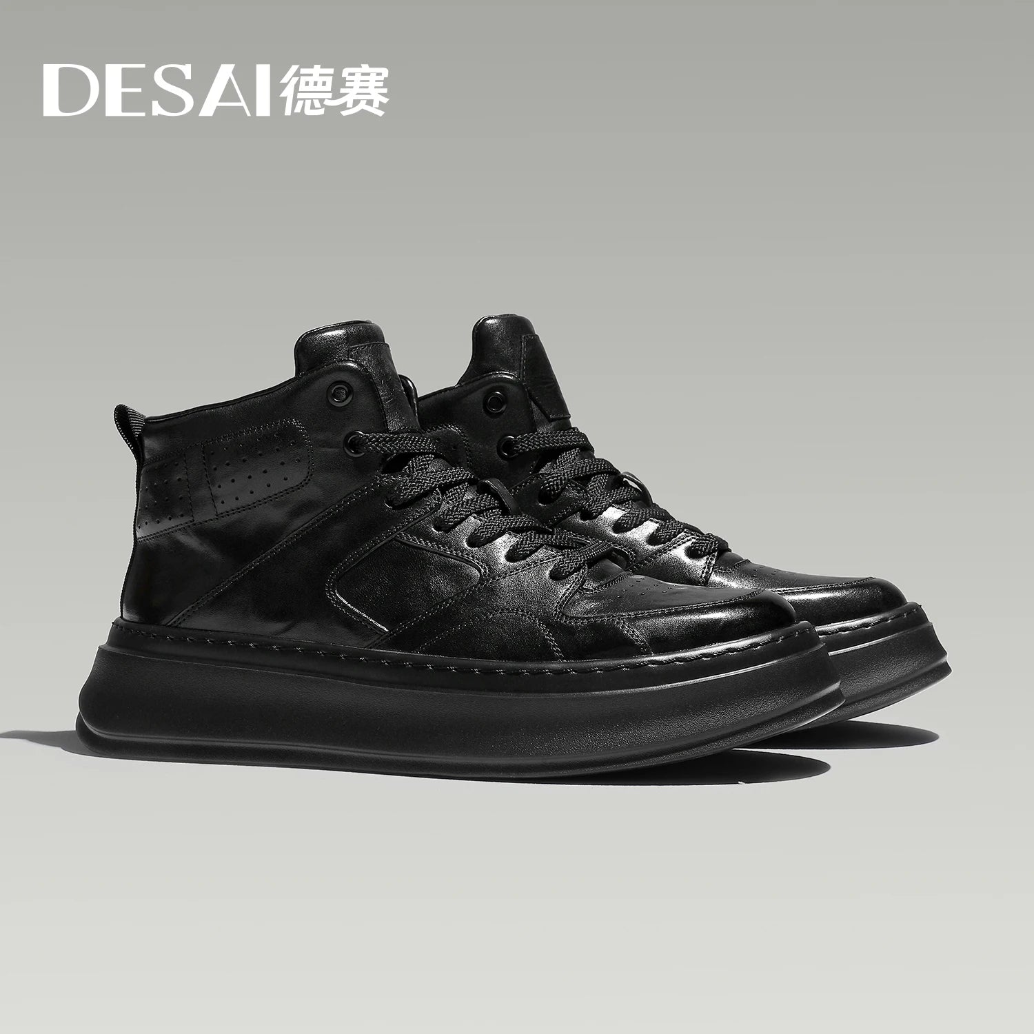 [Hand scratch grain color warm work shoes] Desai winter men's shoes comfortable non-slip high top shoes retro board shoes men