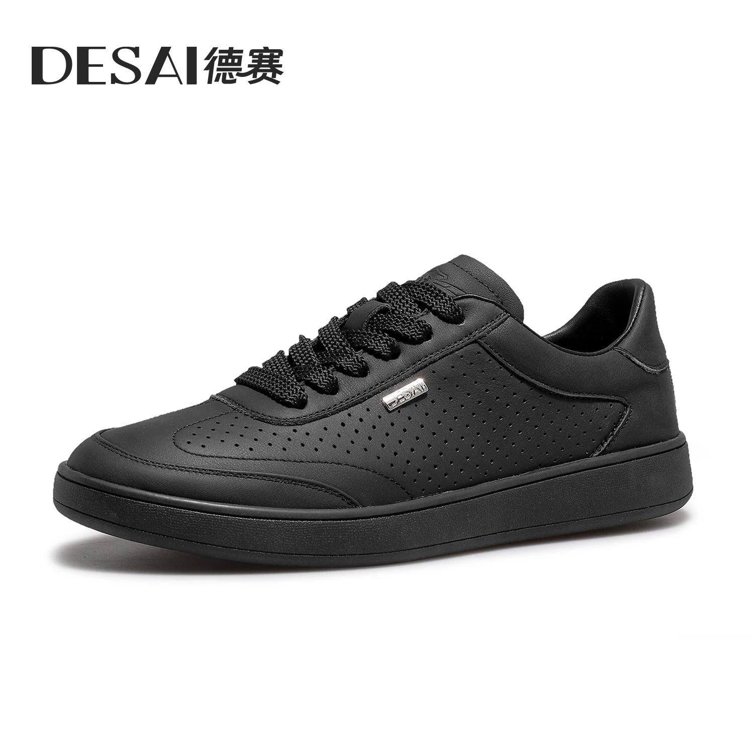 DESAI Men's versatile white shoes with perforated ventilation; lightweight casual plimsolls