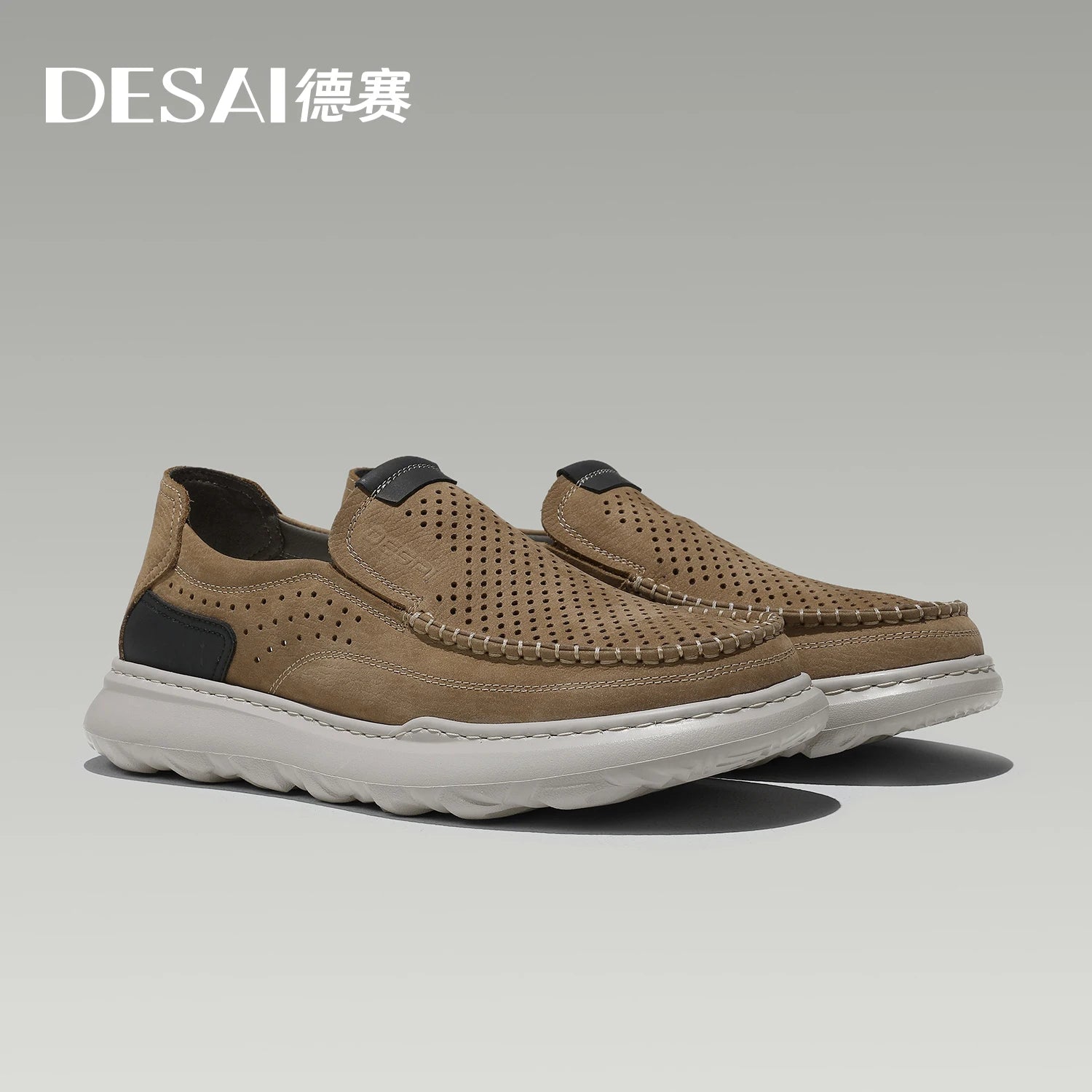 DESAI Breathable lazy soft sole leisure shoes perforated lightweight versatile men's shoes