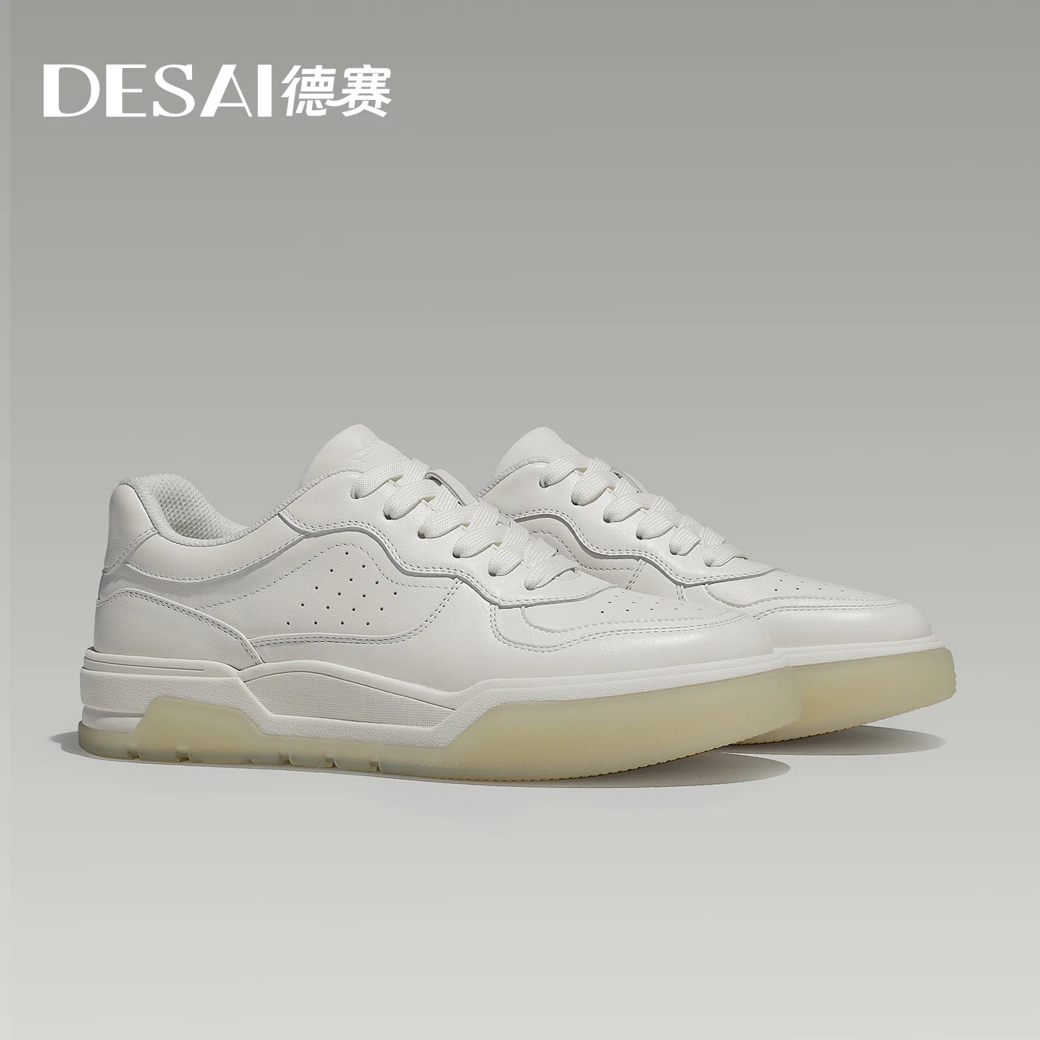 DESAI Leather skateboard shoes white shoes men's casual shoes height increasing shoes