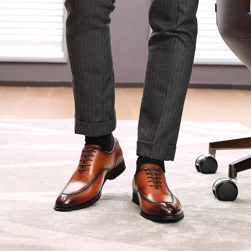 Desai Elegant Genuine Leather British Toe Men's Shoes Carved Business Shoes For Men Classic Dress Formal Wedding Gifts