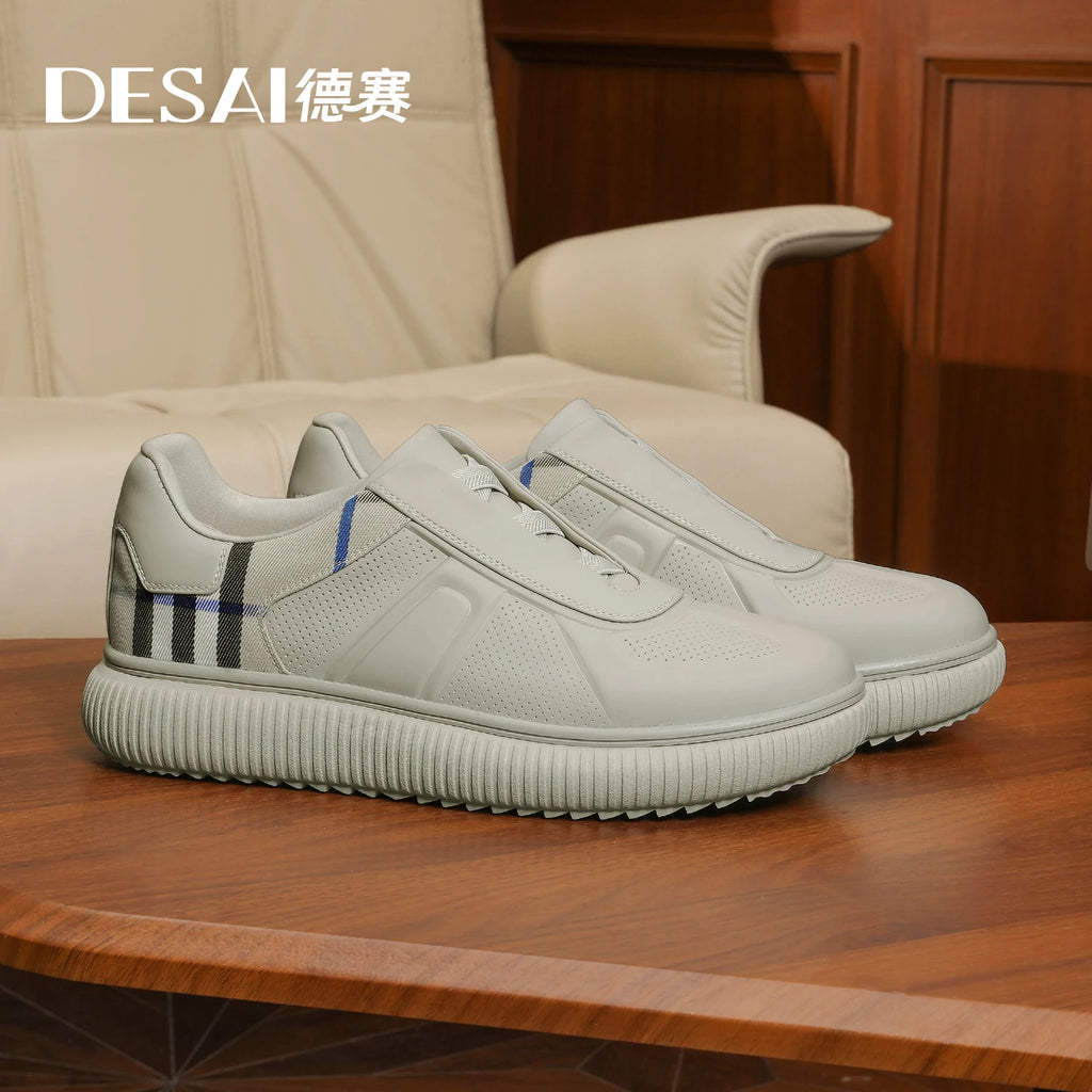 DESAI Soft sole sports plimsolls slip-on breathable perforated men's casual shoes