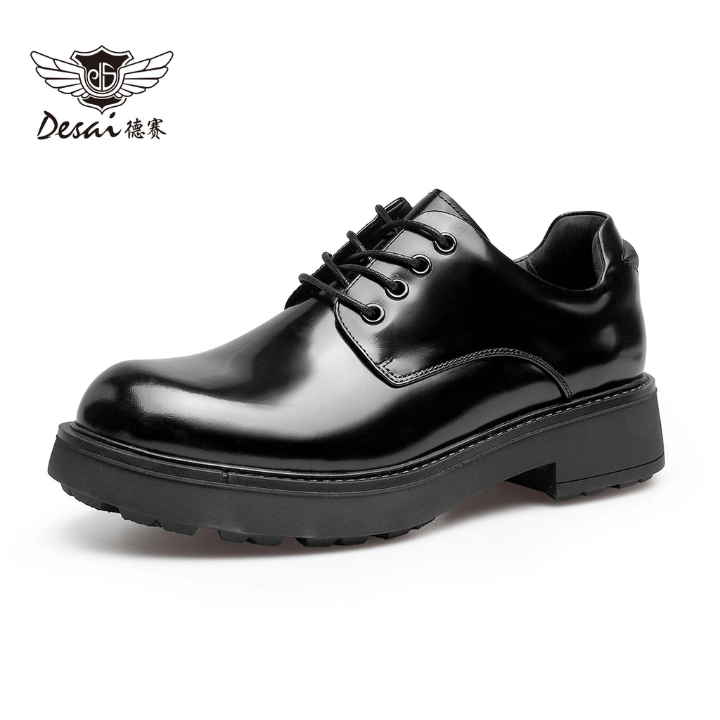 DESAI Casual leather shoes genuine leather formal derby shoes British style commuting height increase