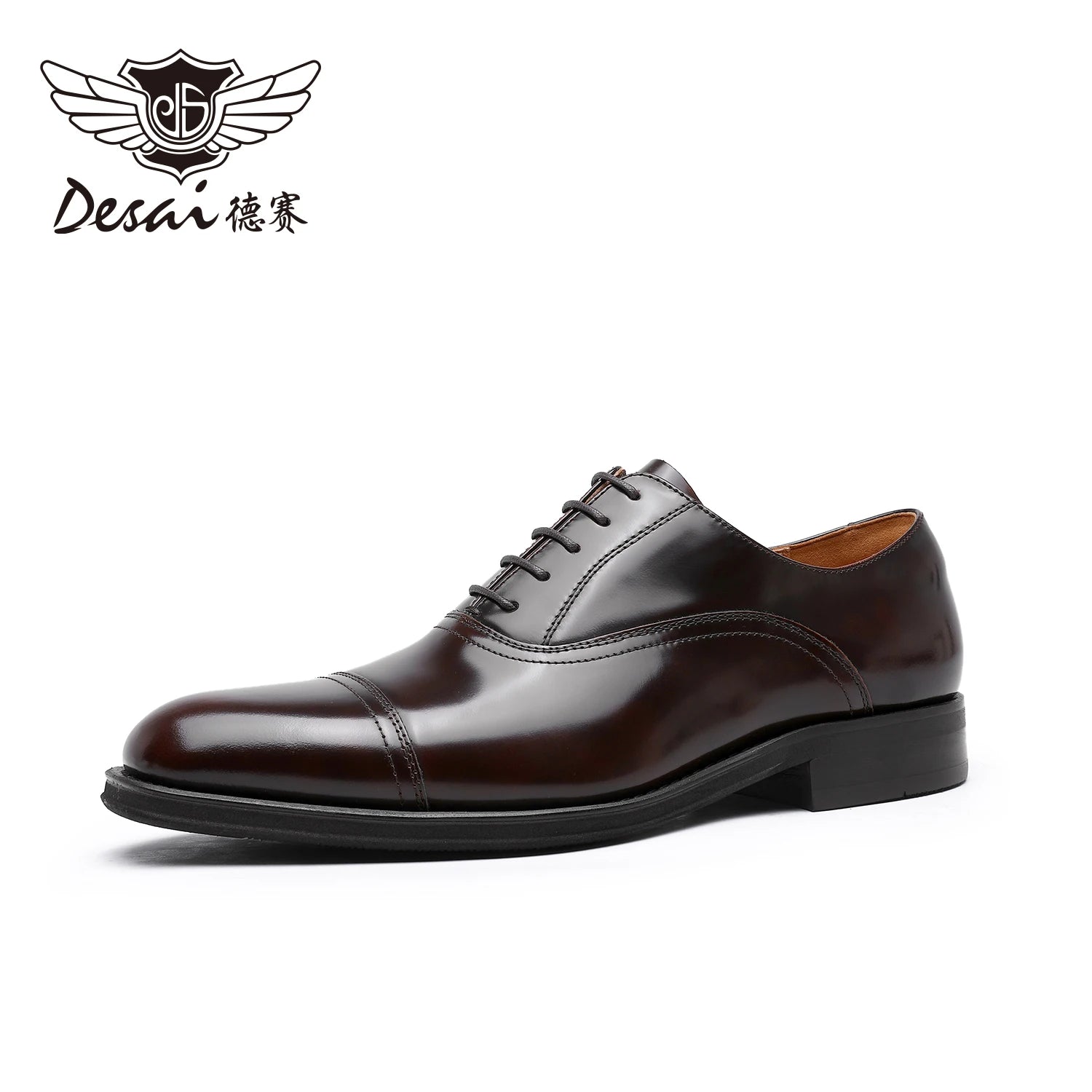 DESAI Formal British men's shoes, business leather shoes, lace up breathable plus size Oxford wedding shoes