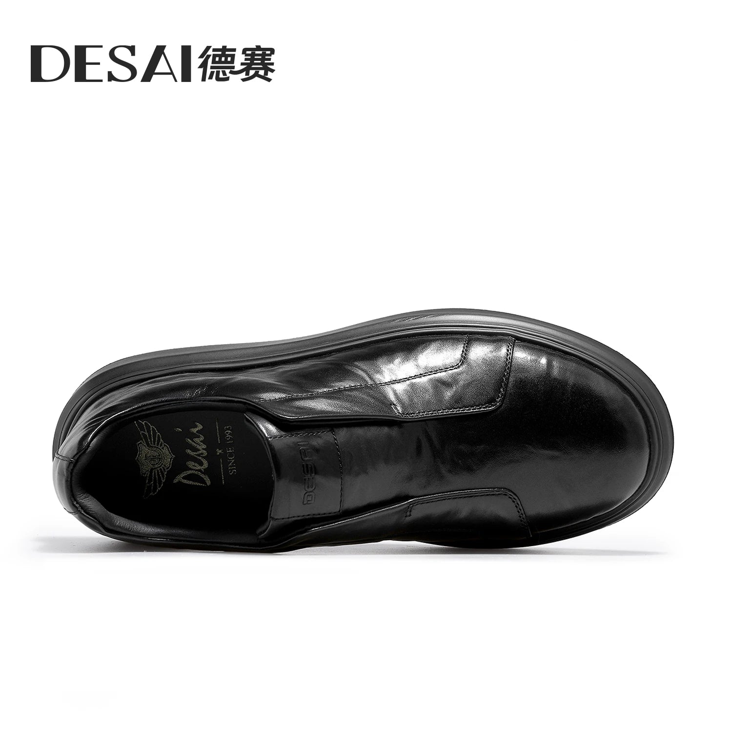 Desai [Lazy man's slip-on lace-free] winter men's shoes leather casual board shoes warm sports walking shoes men