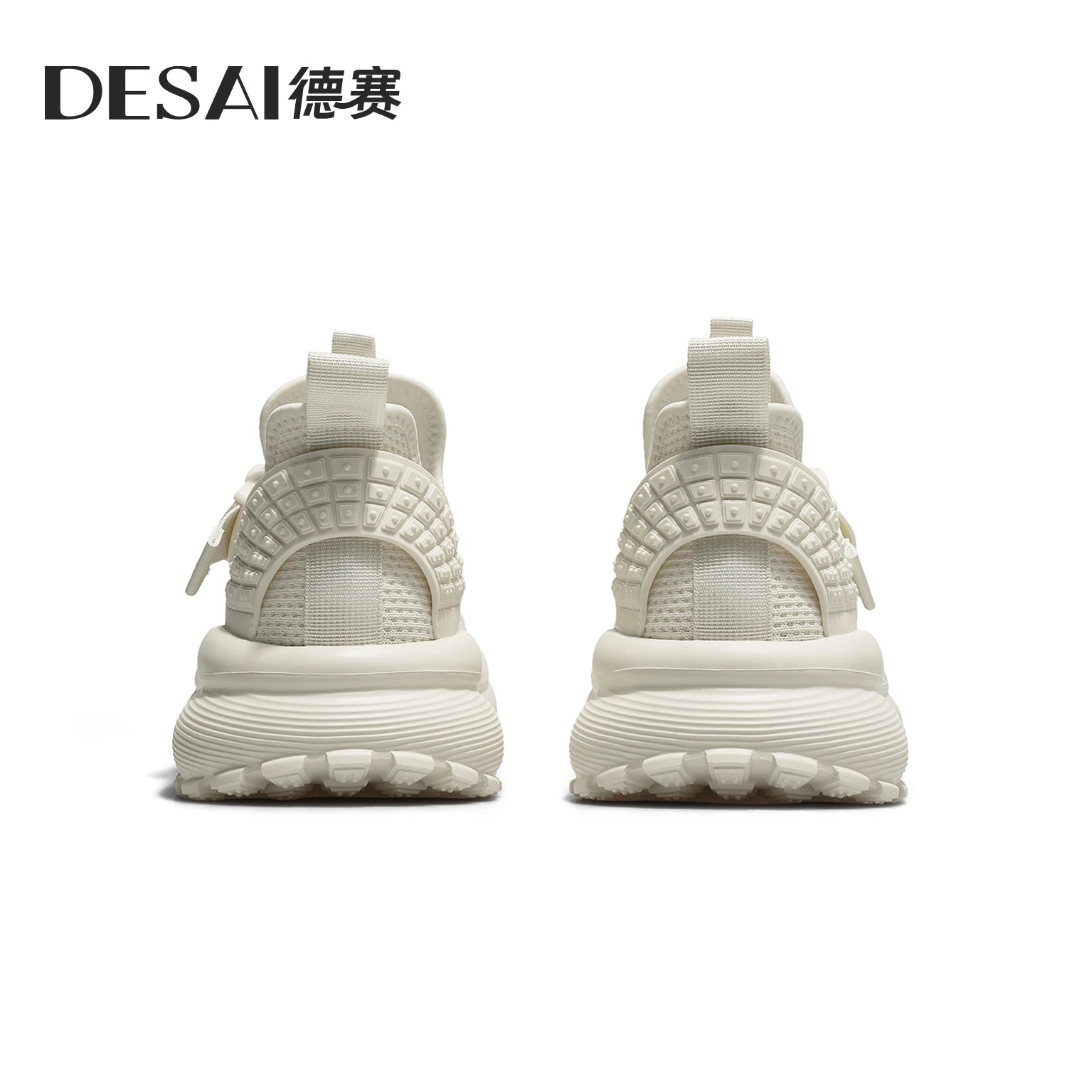DESAI Breathable mesh shell toe knitted mesh shoes with no laces thick sole heightening casual men's shoes