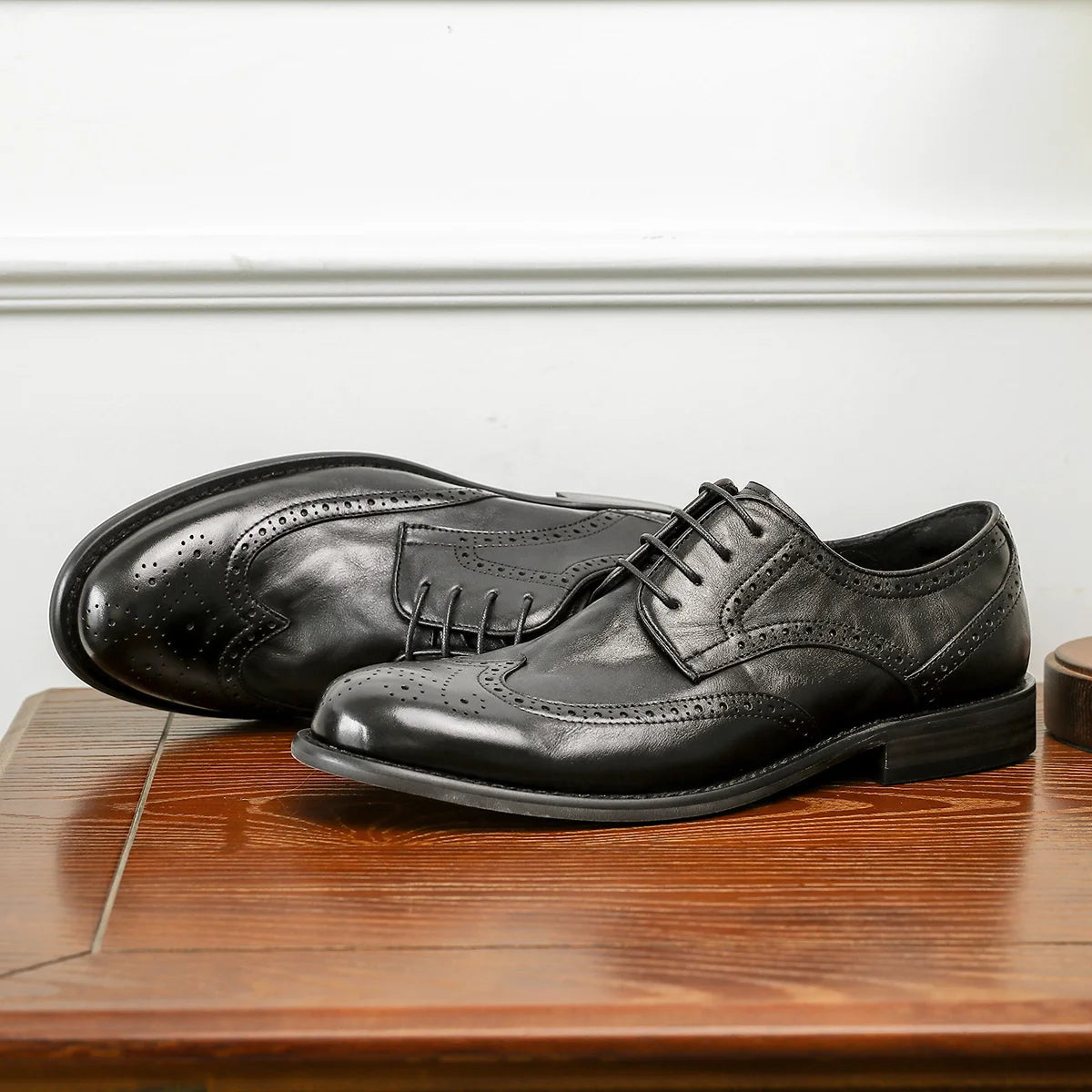 Desai leather high-end Derby soft sole British wedding leather shoes for men business Brogues for men Casual men's dress shoes