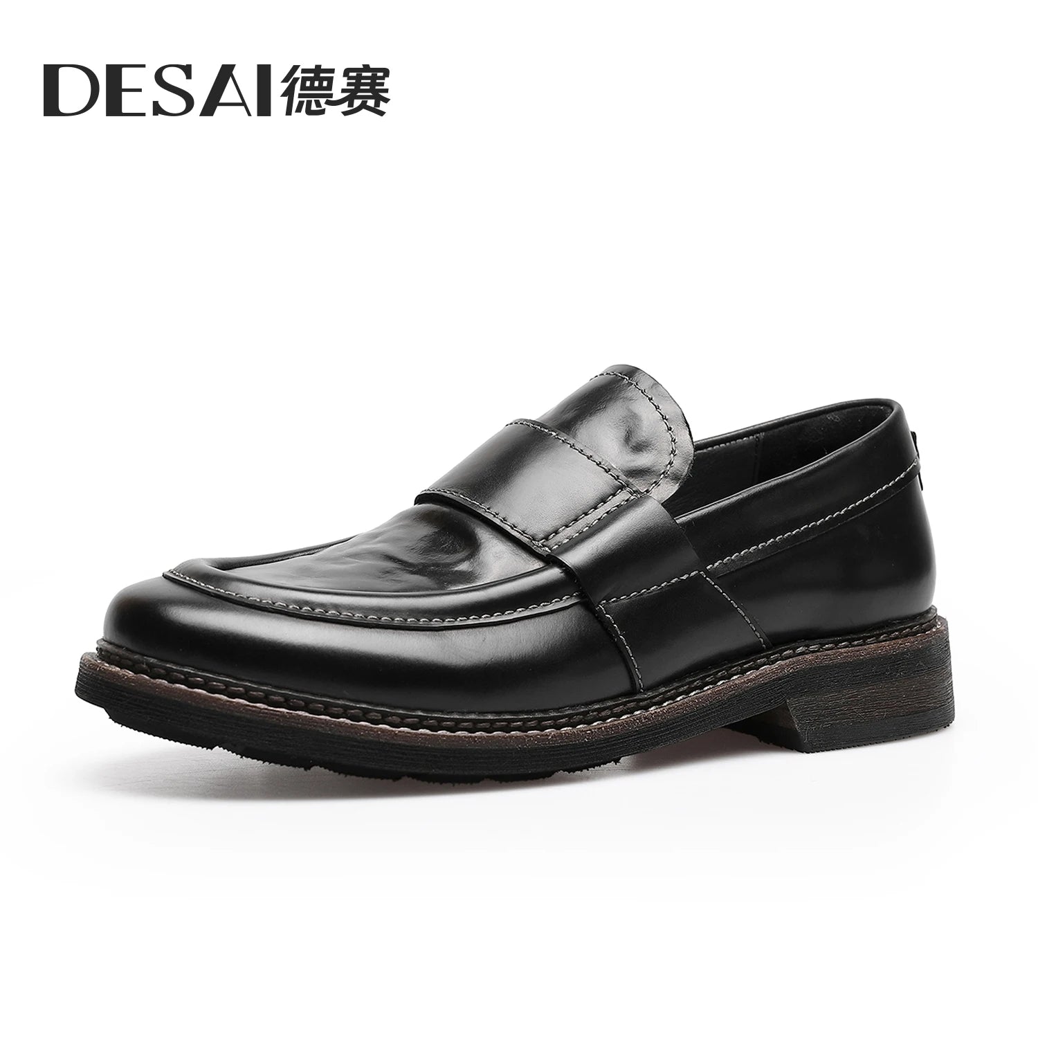 DESAI Business slip-on loafers for men; versatile casual shoes for commuting; breathable leisure British style.