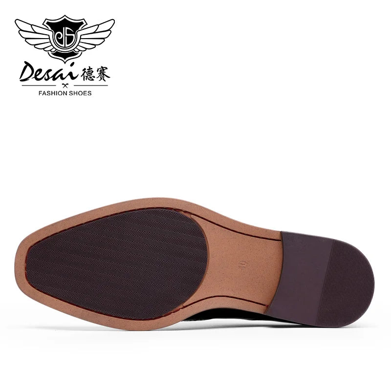 DESAI Business formal men's shoes British genuine leather leisure derby inner height increase wedding groom shoes