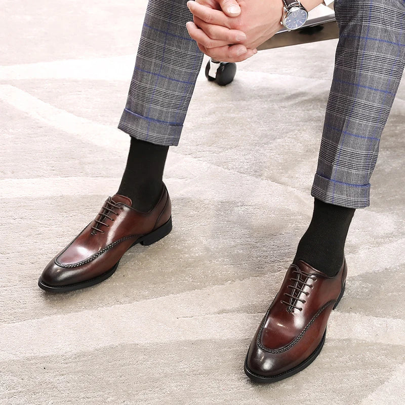 Desai Elegant Genuine Leather British Toe Men's Shoes Carved Business Shoes For Men Classic Dress Formal Wedding Gifts