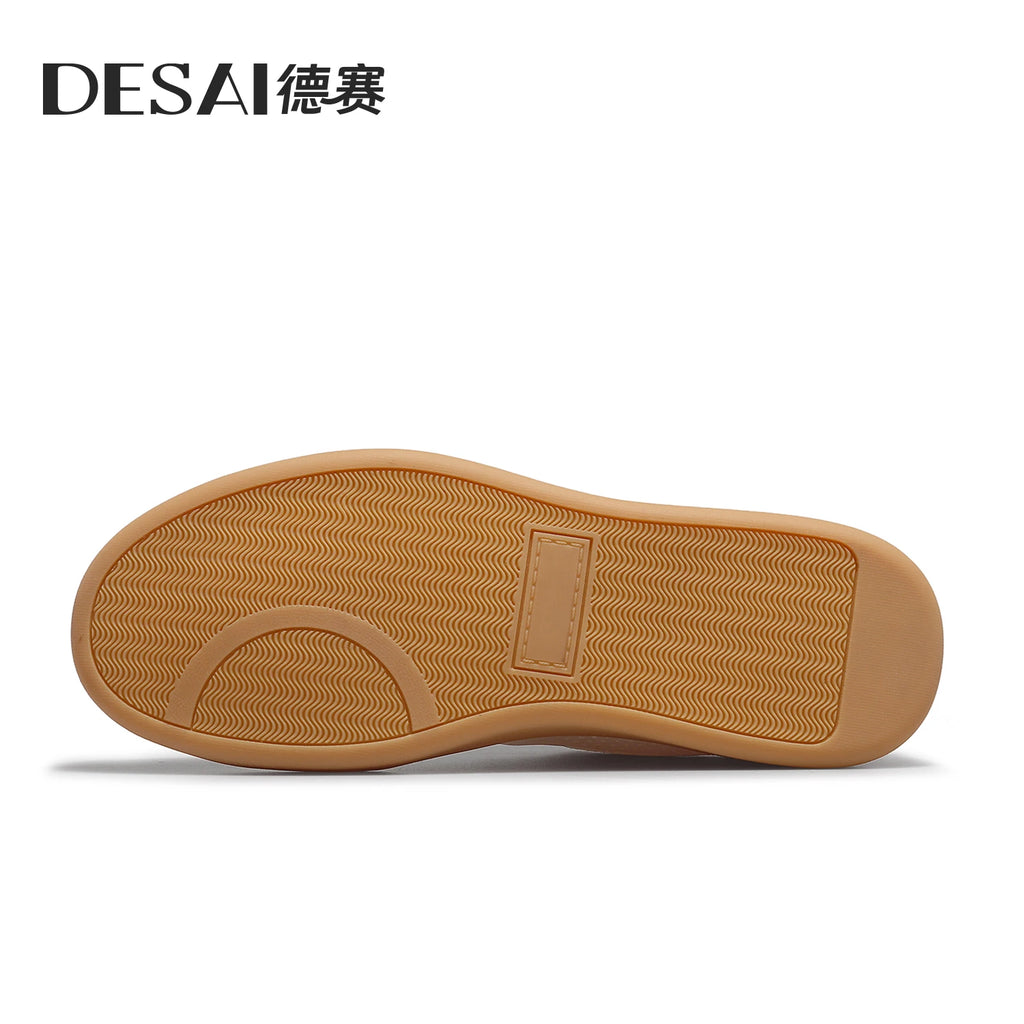 DESAI Men's versatile white shoes with perforated ventilation; lightweight casual plimsolls