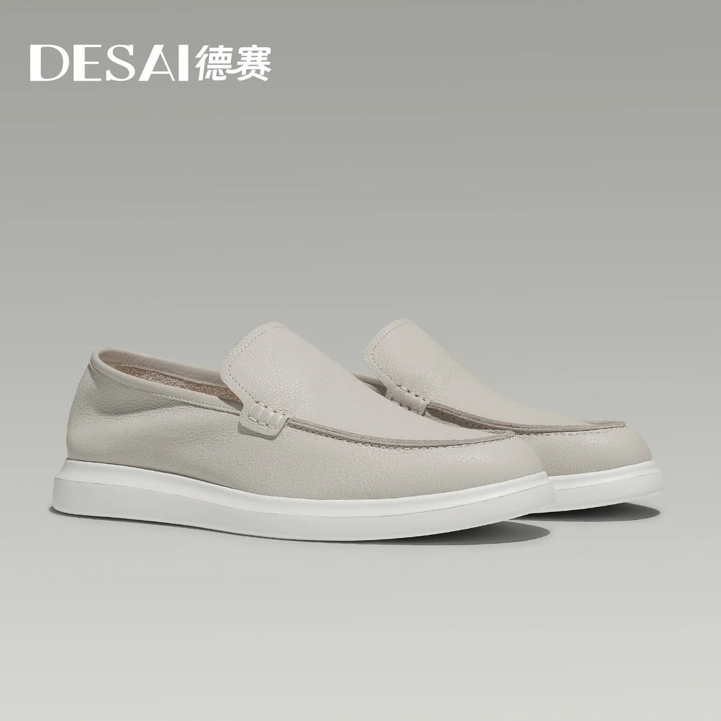 DESAI Lazy person slip-on casual shoes, special for driving, genuine leather bean shoes, soft sole men's shoes
