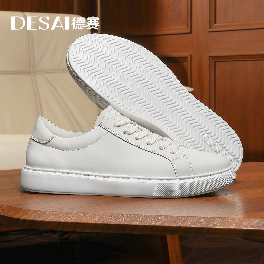 DESAI Leather skateboard shoes with thin soles for men; soft-soled low-top shoes for men