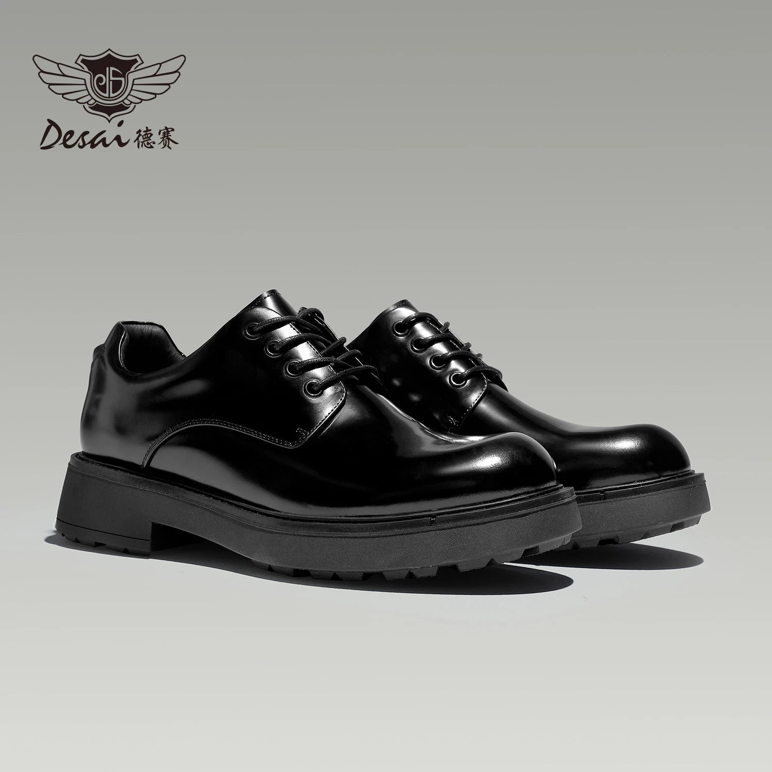 DESAI Casual leather shoes genuine leather formal derby shoes British style commuting height increase
