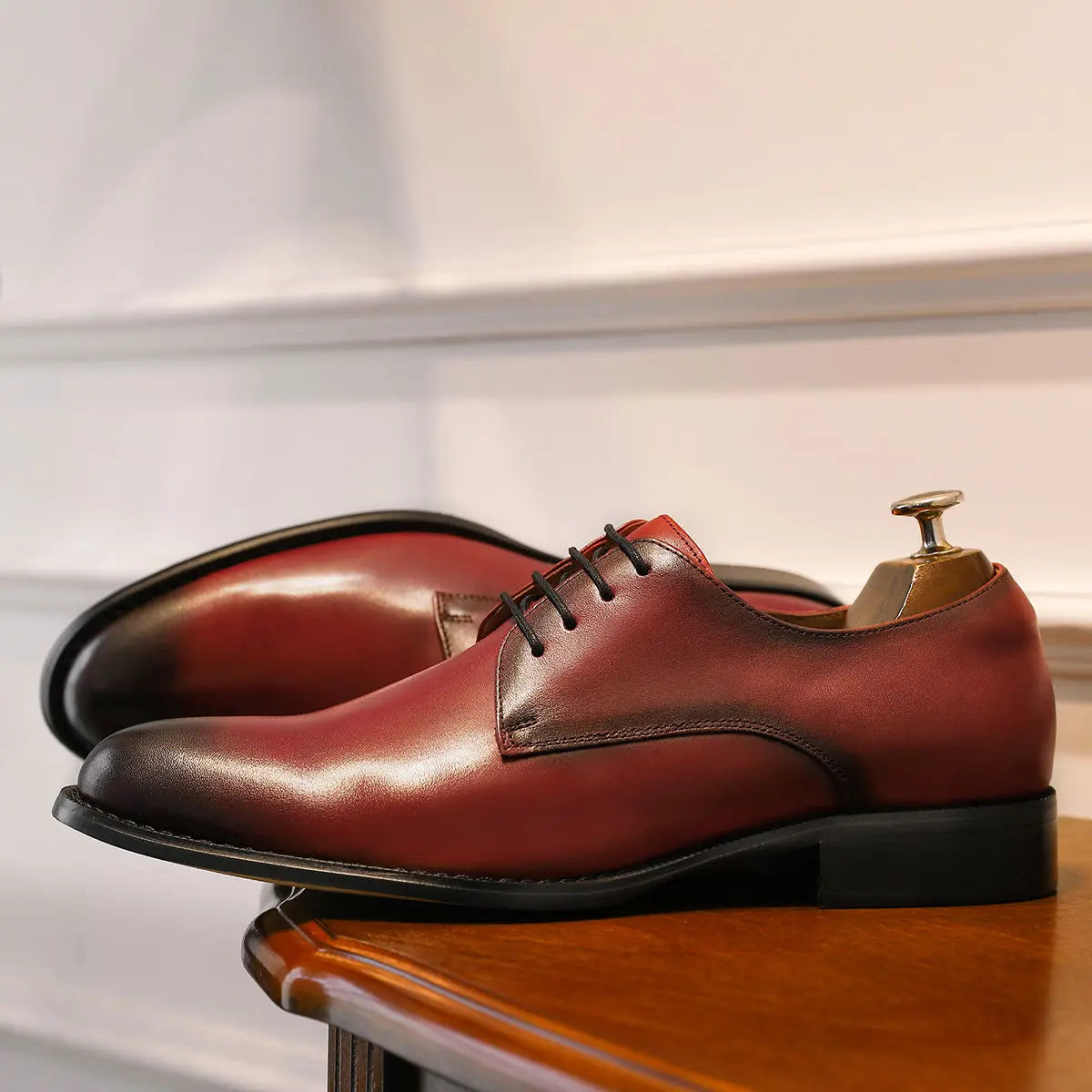 DESAI Derby Mens Dress Shoes Formal Business Lace-up Full Grain Leather Minimalist Shoes for Men Gifts