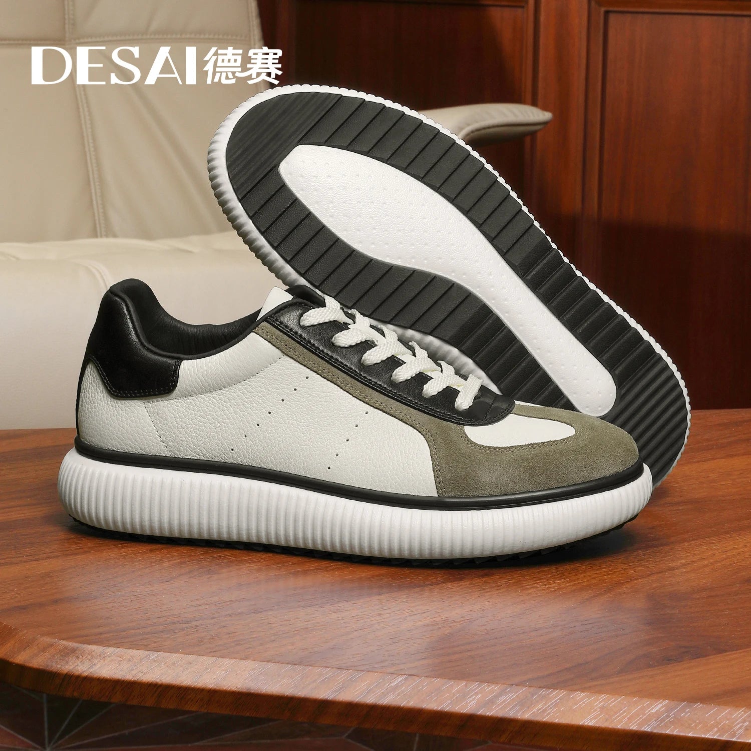 DESAI Punched breathable comfortable men's shoes casual lightweight versatile anti-slip skate shoes
