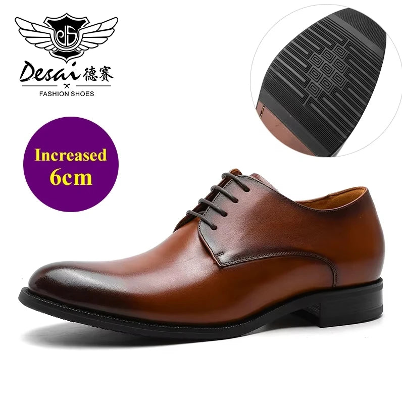 DESAI Derby Mens Dress Shoes Formal Business Lace-up Full Grain Leather Minimalist Shoes for Men Gifts