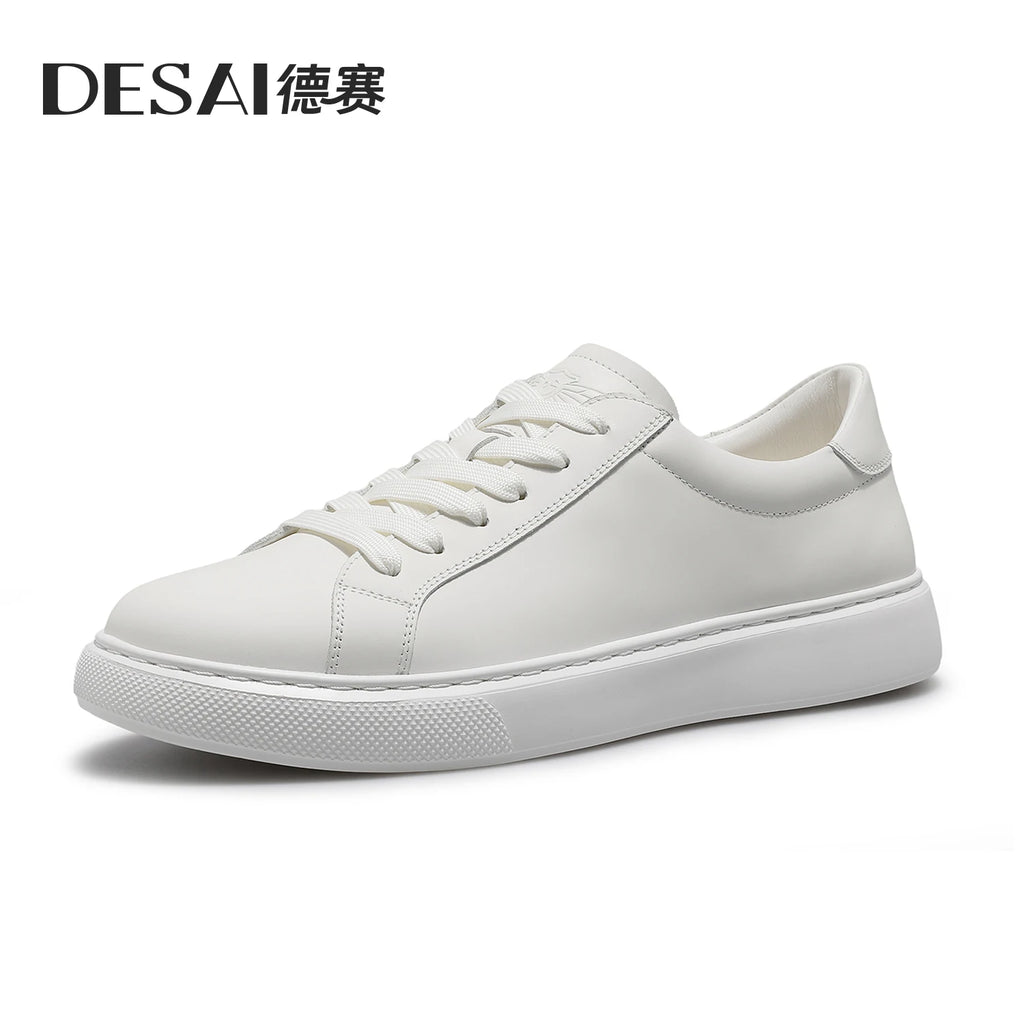 DESAI Leather skateboard shoes with thin soles for men; soft-soled low-top shoes for men