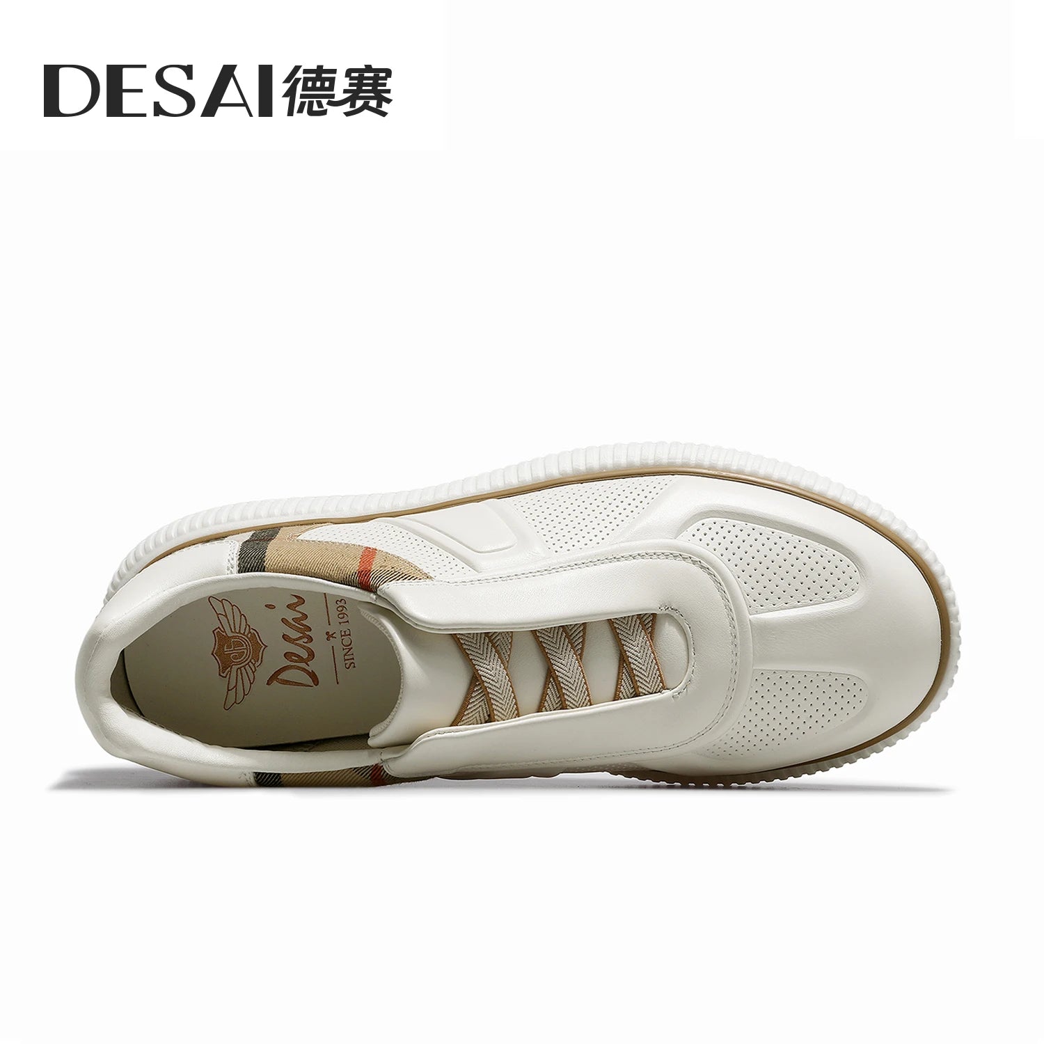 DESAI Soft sole sports plimsolls slip-on breathable perforated men's casual shoes